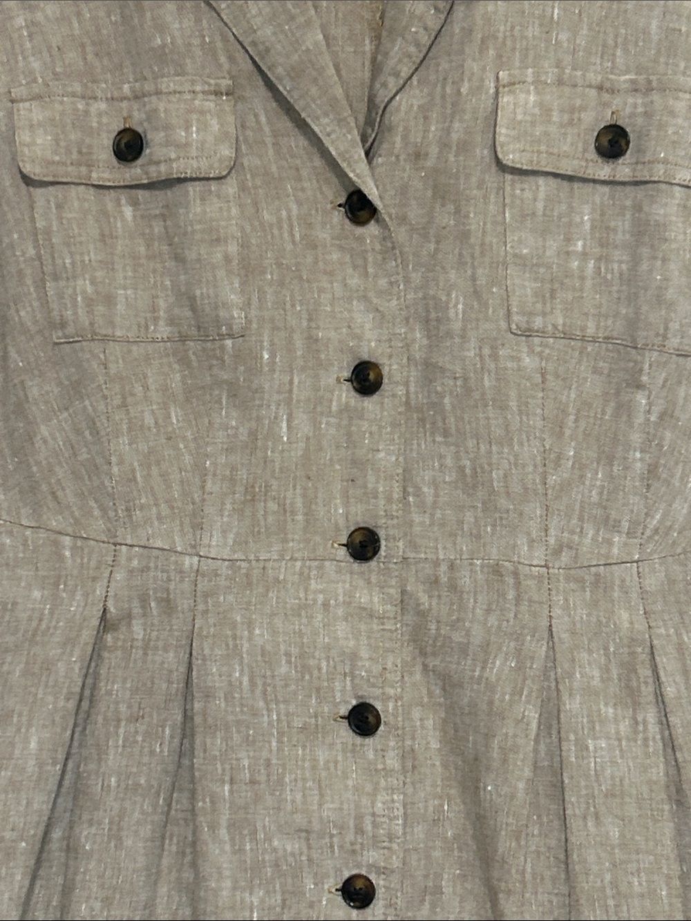 J. Jill Brown 100% Linen Dress Size‎ Small S I Love Linen Coastal Grandma EUC - Picture 4 of 12